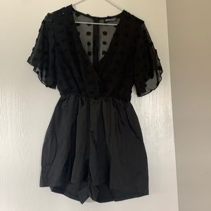 Black sheer polka dot romper